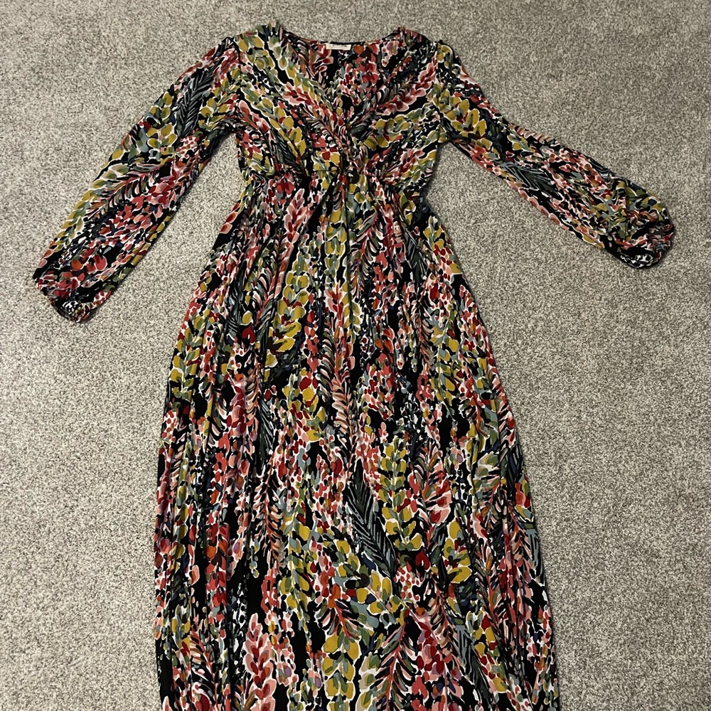 Beeson River Long Sleeve Floral Dress - Red, Yellow, Black